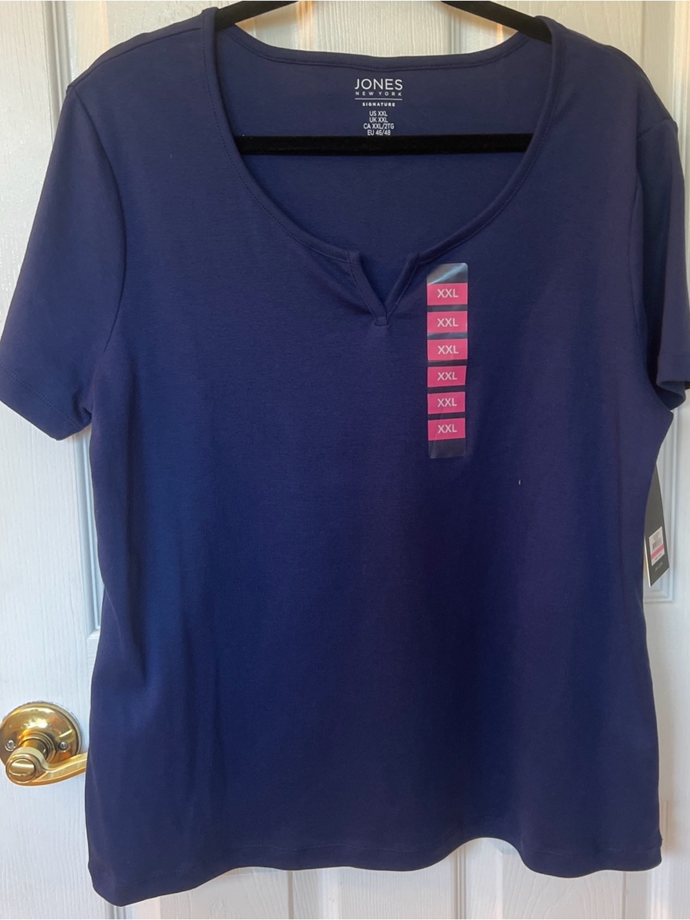 NWT Jones New York T-Shirt Women's XXL Signature Notch Neck V-Neck Short Sleeve